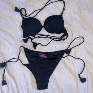 Black macrame bikini
